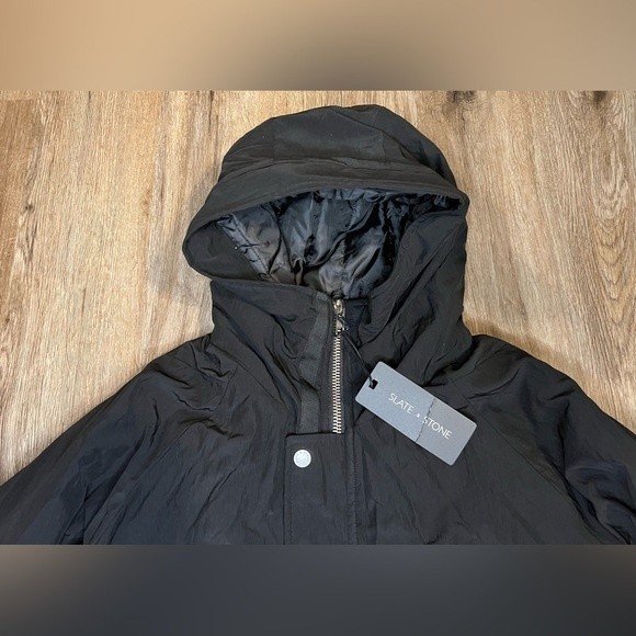 Slate & Stone Jay Hooded Full Zip Jacket Men’s Jacket Black Parka Small - Picture 2 of 13